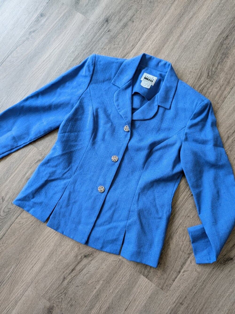 Vintage Leslie Fay Petite Blue Fitted Blazer Size 6P - Thumbnail 2