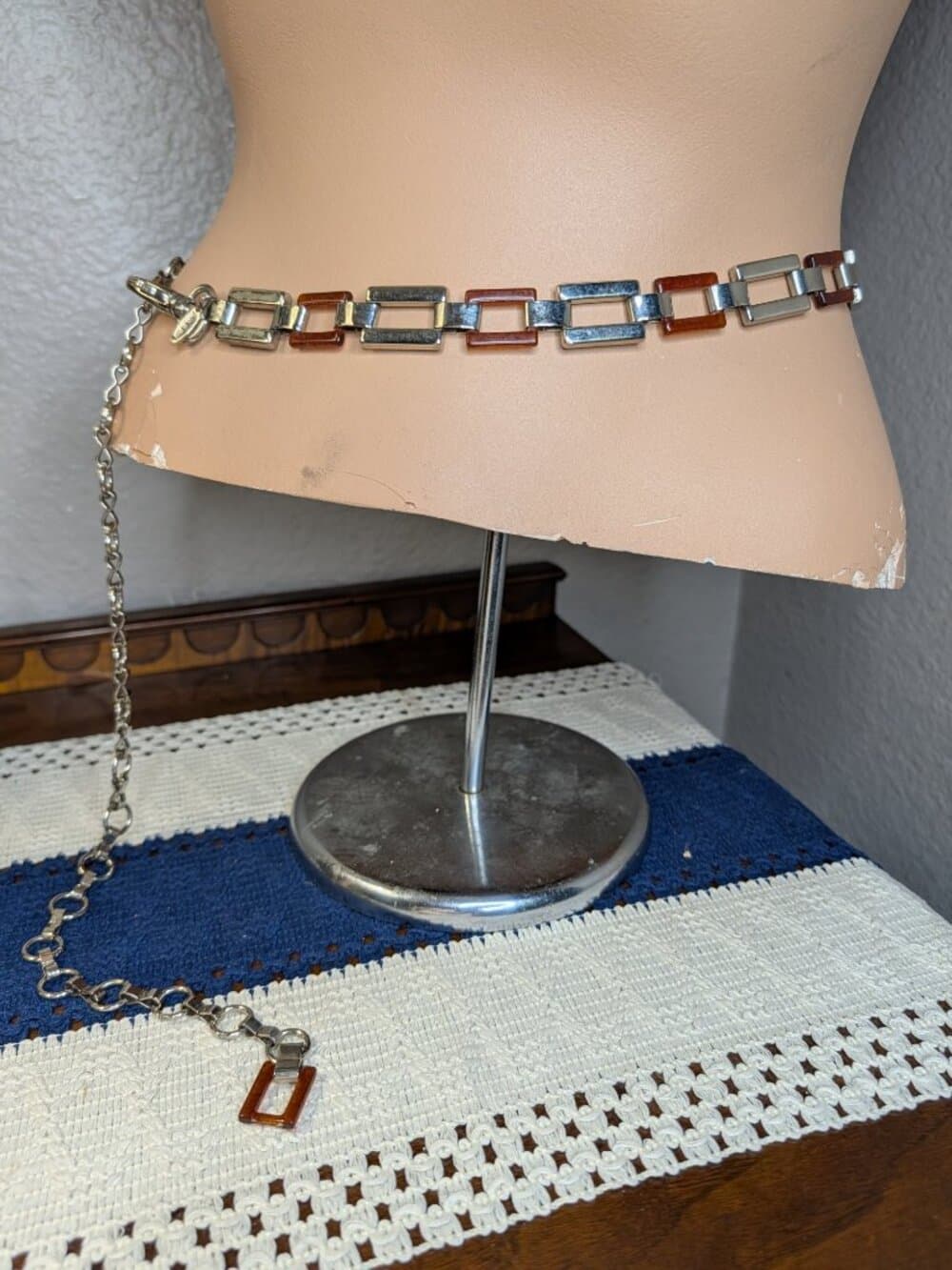 Vintage Soho Designs Silver and Brown Resin Chain Belt - Thumbnail 2