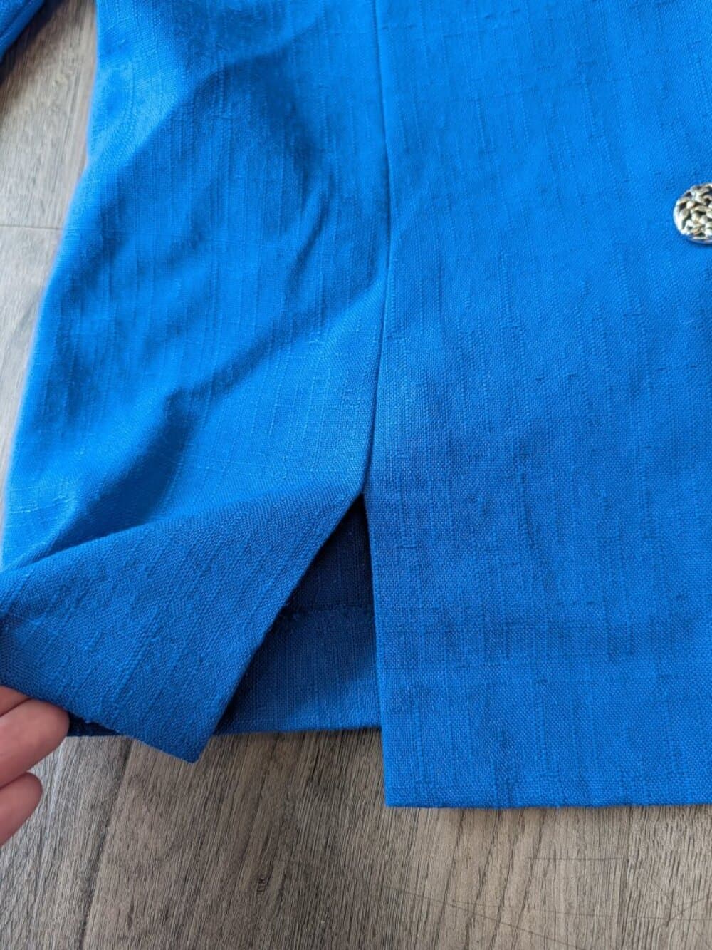 Vintage Leslie Fay Petite Blue Fitted Blazer Size 6P - Thumbnail 6