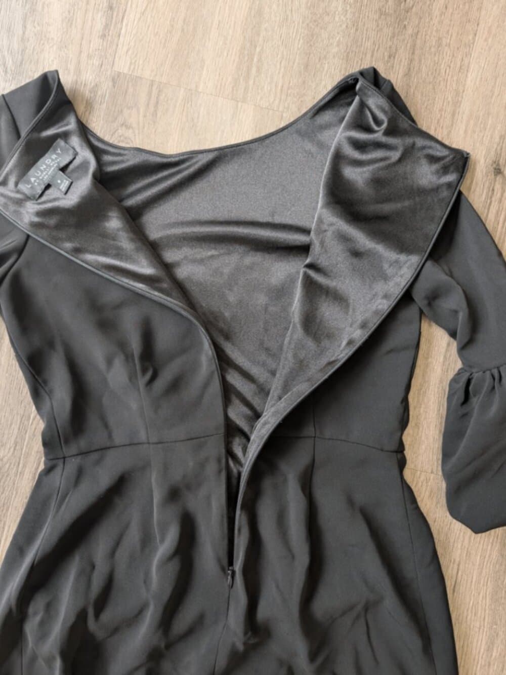 Laundry by Shelli Segal Black Sheath Dress Ruffle Sleeve - Thumbnail 5