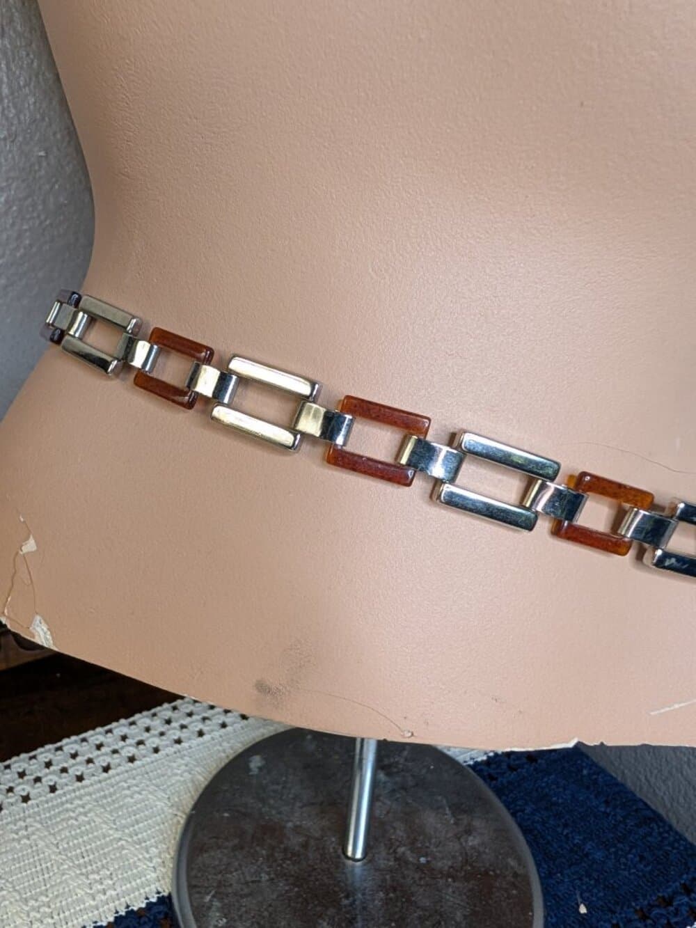 Vintage Soho Designs Silver and Brown Resin Chain Belt - Thumbnail 5