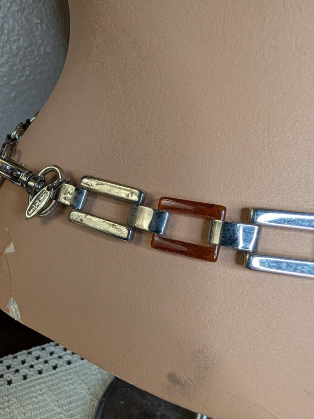 Vintage Soho Designs Silver and Brown Resin Chain Belt - Thumbnail 4