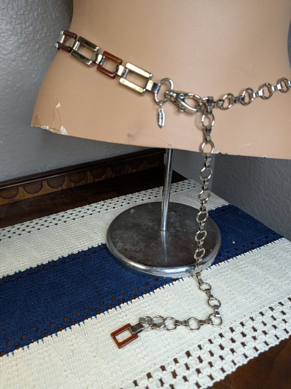Vintage Soho Designs Silver and Brown Resin Chain Belt - Thumbnail 3