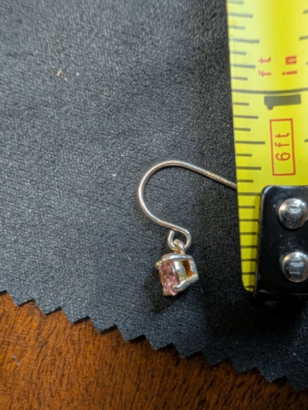 Sterling Silver Pink Drop Earrings Untested Stone stamped 925 - Thumbnail 10