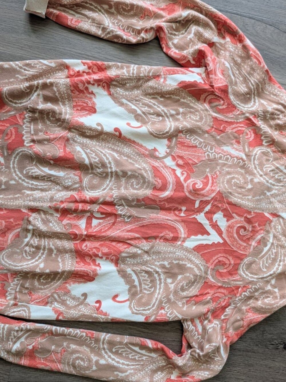 Tommy Hilfiger Coral Pink and White Paisley Cardigan Sweater - Thumbnail 13