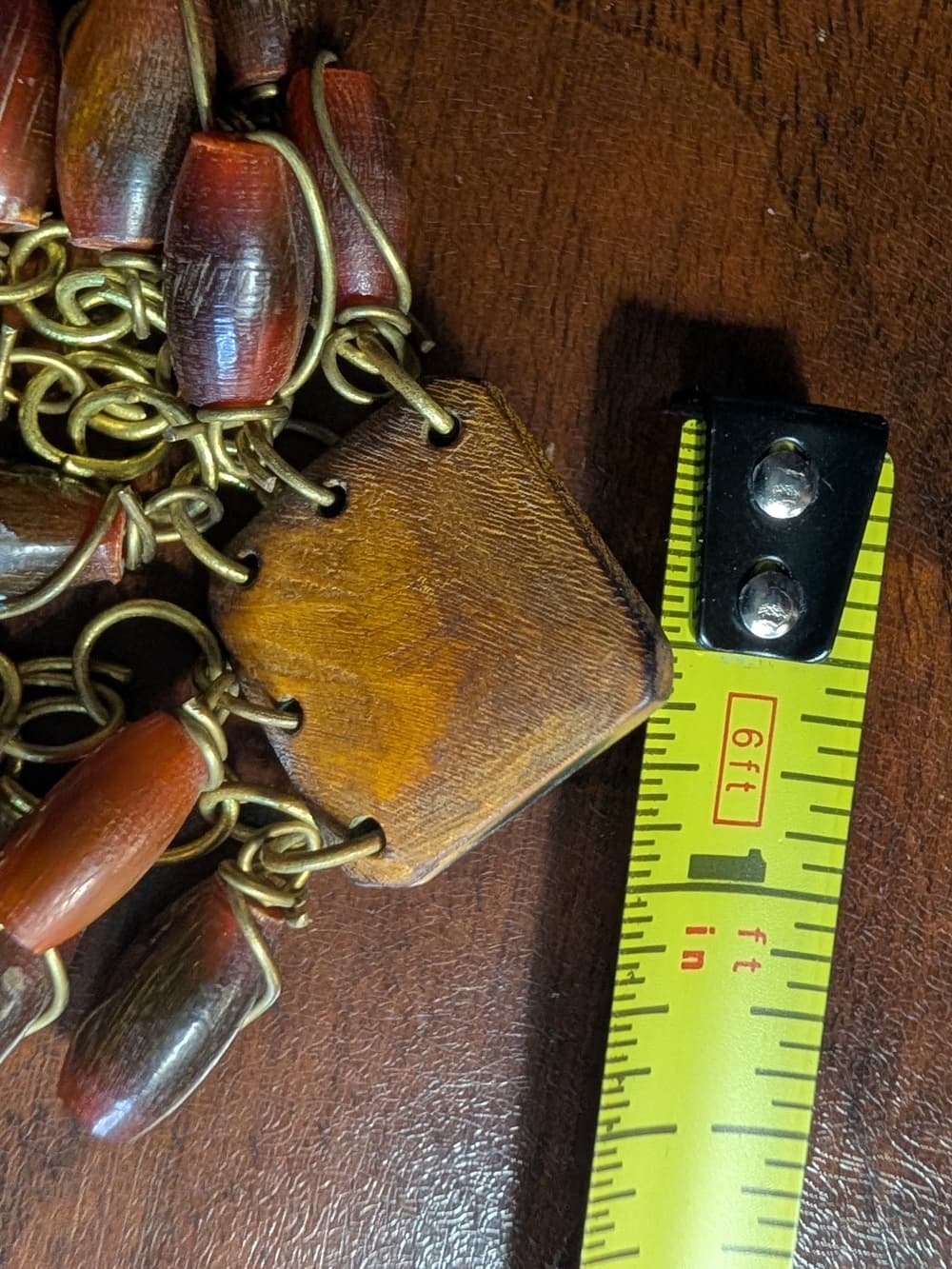 Chunky Wooden Bohemian Style Dangle Earrings With Brown Bakelite Beads - Thumbnail 10