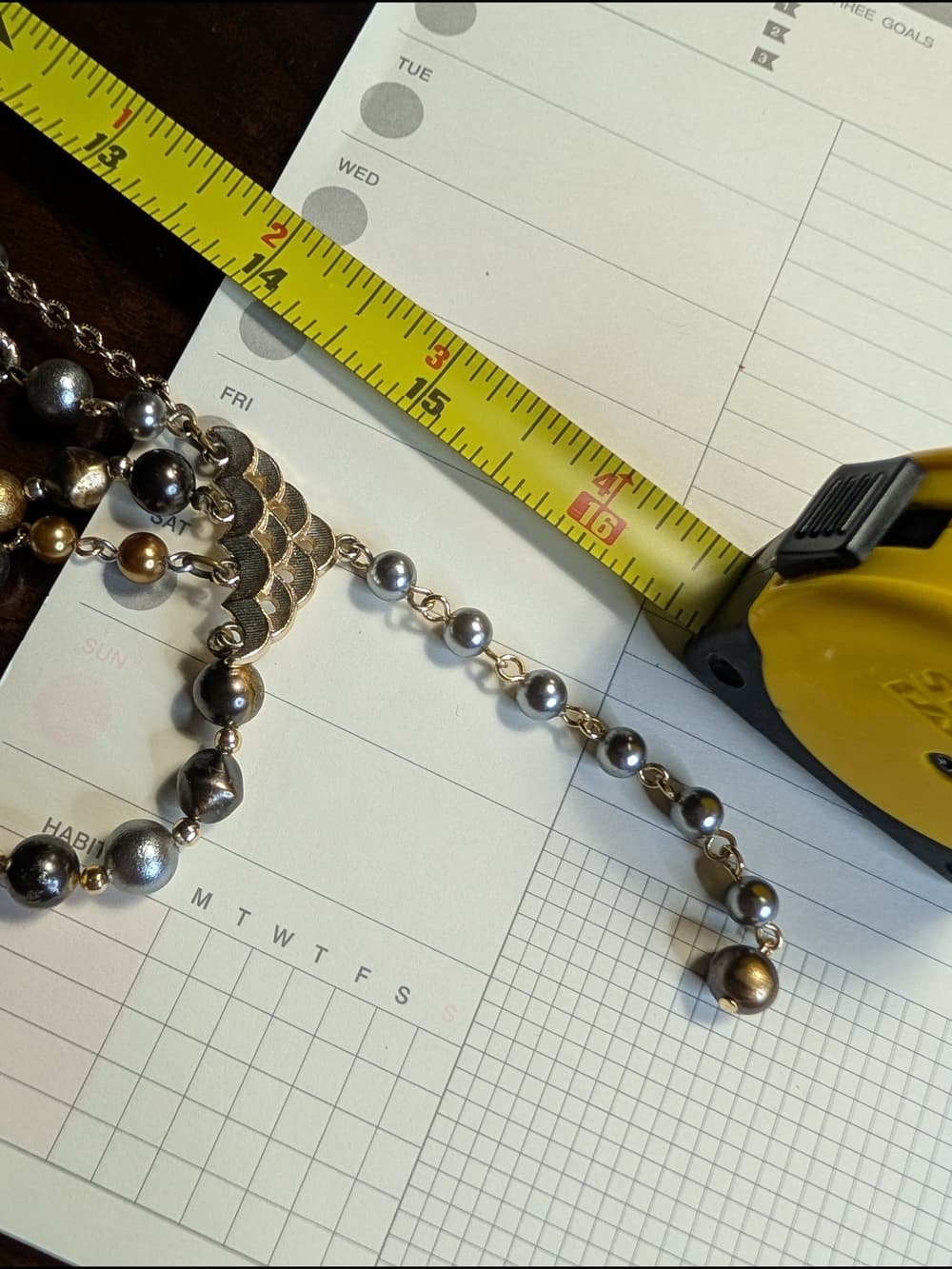 Vintage Japan? Multi-Strand Gold Tone Faux Pearl Beaded Statement Necklace - Thumbnail 13