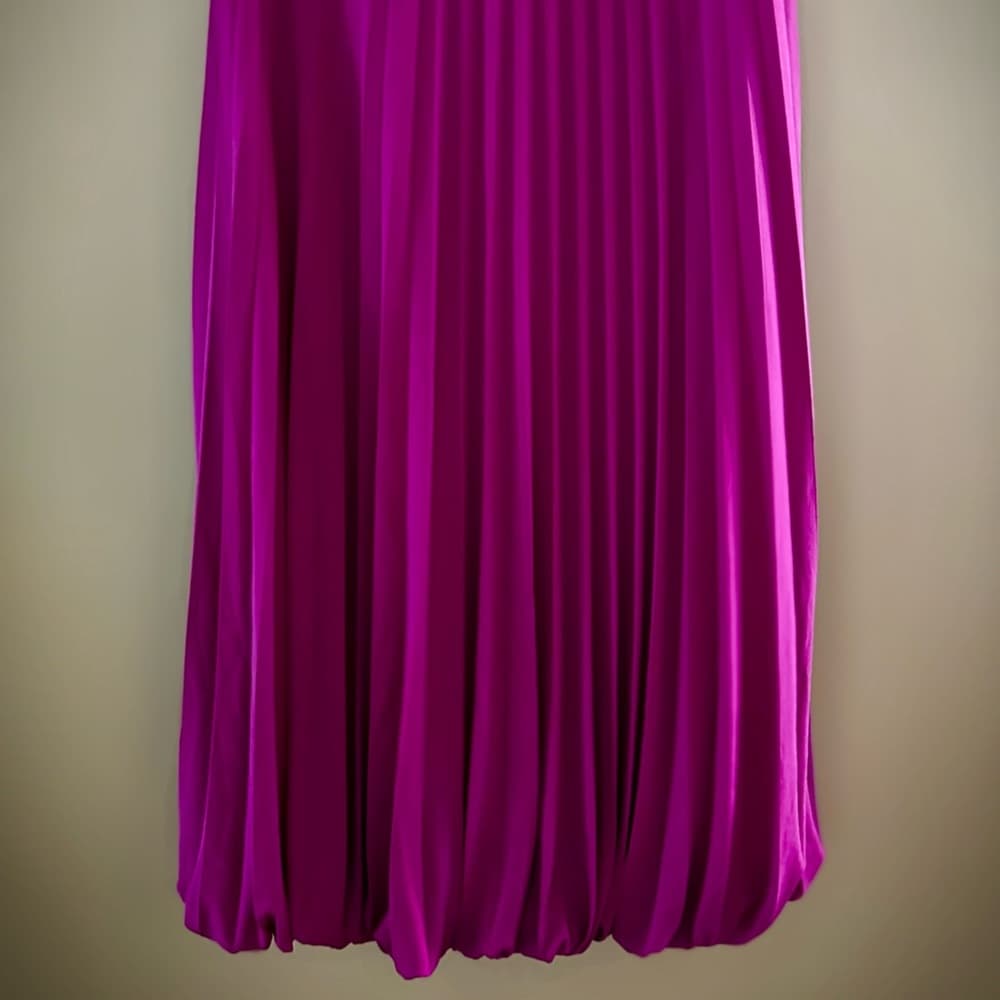 ⭐️ CACHE PURPLE PINK SLEEVELESS EMPIRE WAIST BUBBLE HEM COCKTAIL PARTY DRESS - Thumbnail 3
