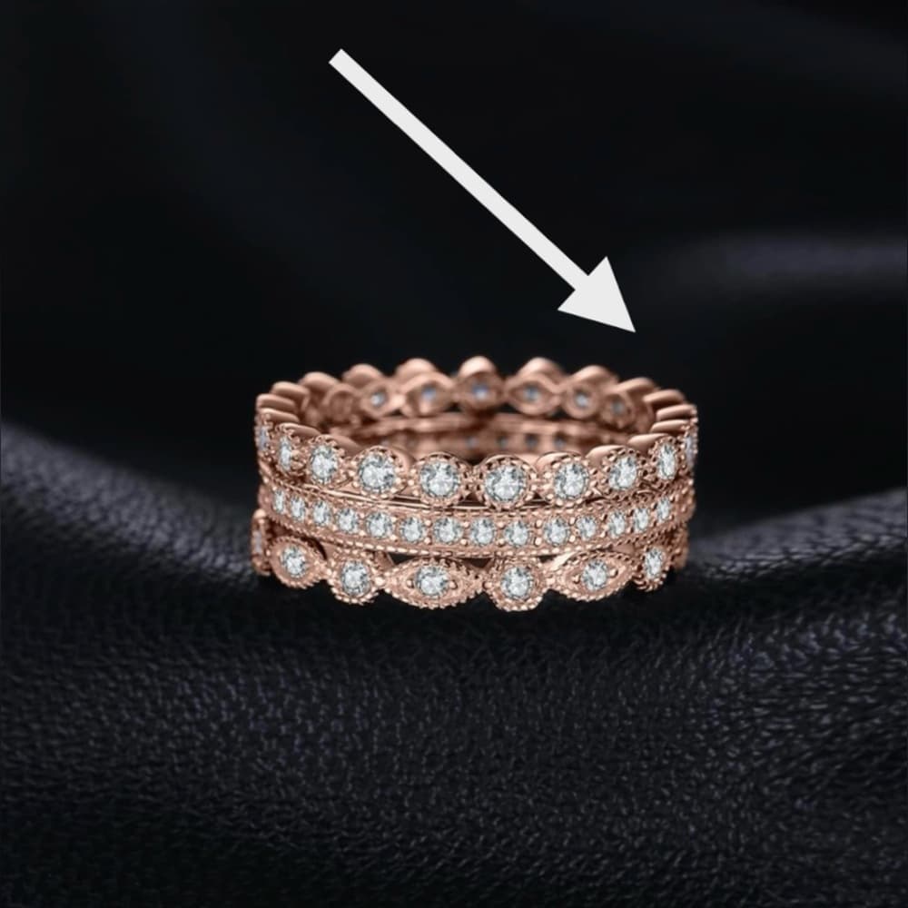 Genuine Moissanite (1) Stackable Ring. 14K Rose Gold Plated 925 Sterling Silver. - Thumbnail 2