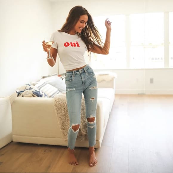 DAZE DENIM Moneymaker Light Blue Distressed High Rise Skinny Jeans - Thumbnail 6