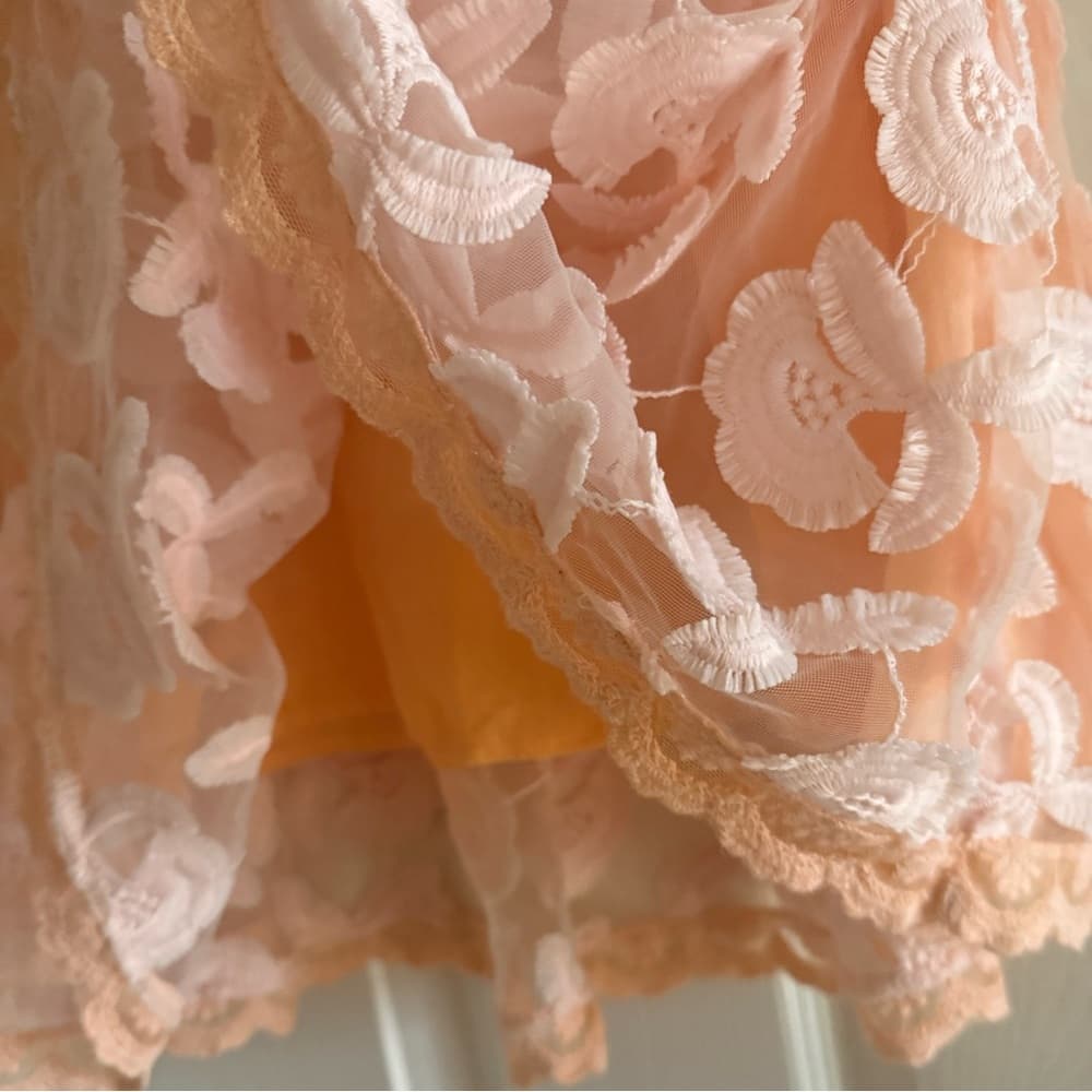Champagne & Strawberry Peach Floral Embroidered A-Line Skirt - Thumbnail 5