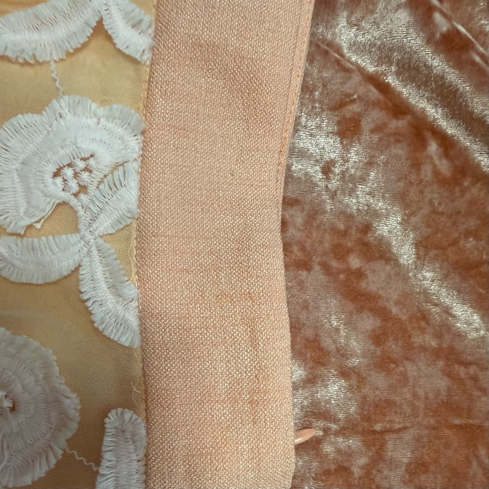Champagne & Strawberry Peach Floral Embroidered A-Line Skirt - Thumbnail 9