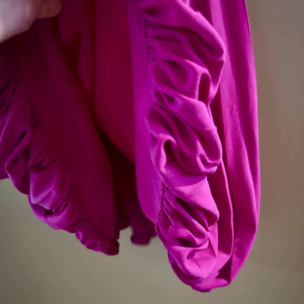 ⭐️ CACHE PURPLE PINK SLEEVELESS EMPIRE WAIST BUBBLE HEM COCKTAIL PARTY DRESS - Thumbnail 6