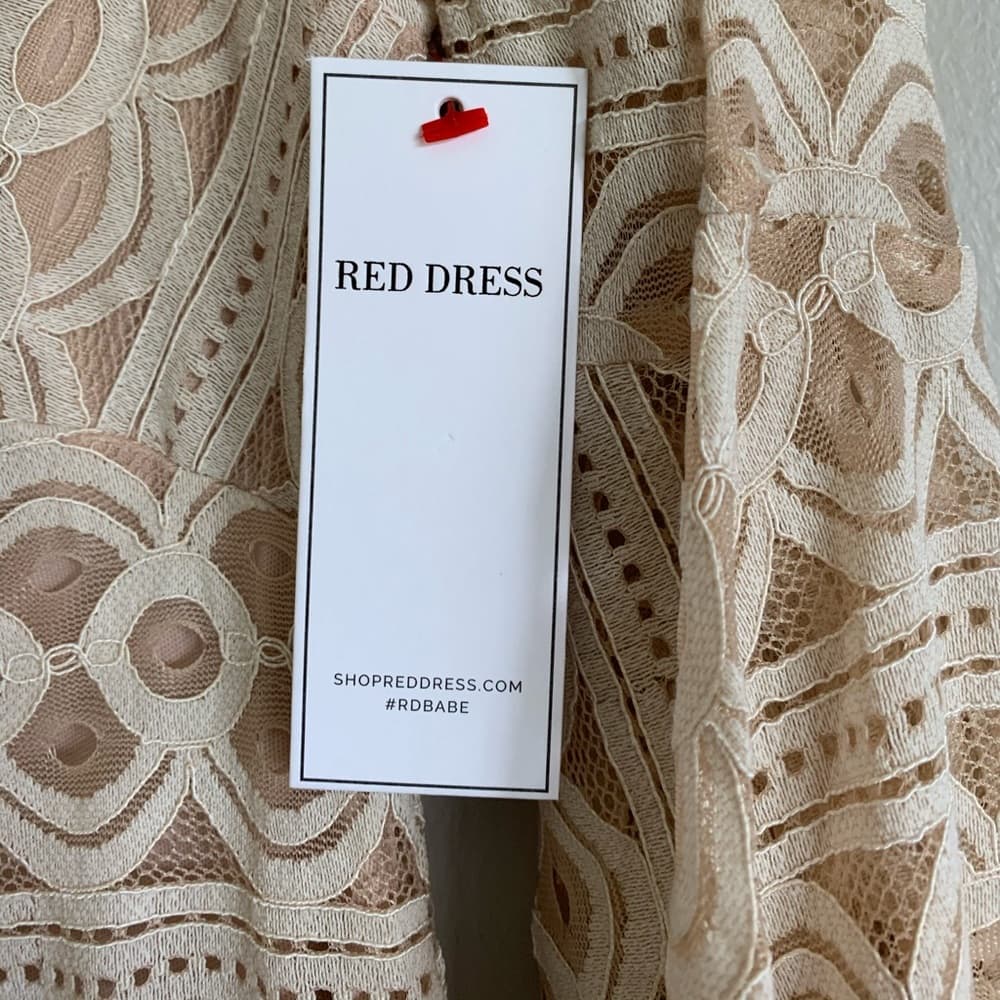 NWT Selfie Leslie Nude Lace Dress Bell Sleeves - Thumbnail 2