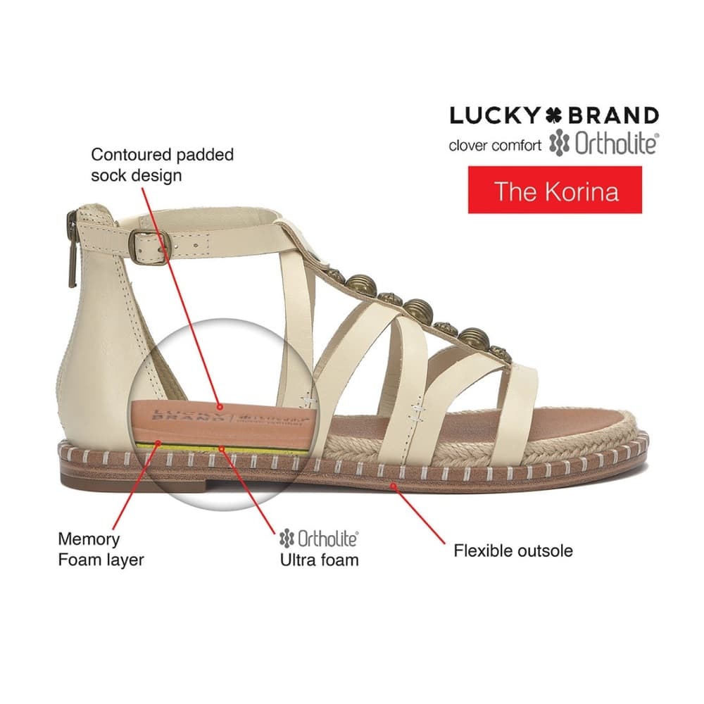 Lucky Brand Women's Korina Embellished Strappy Gladiator Flat Sandals - Thumbnail 5