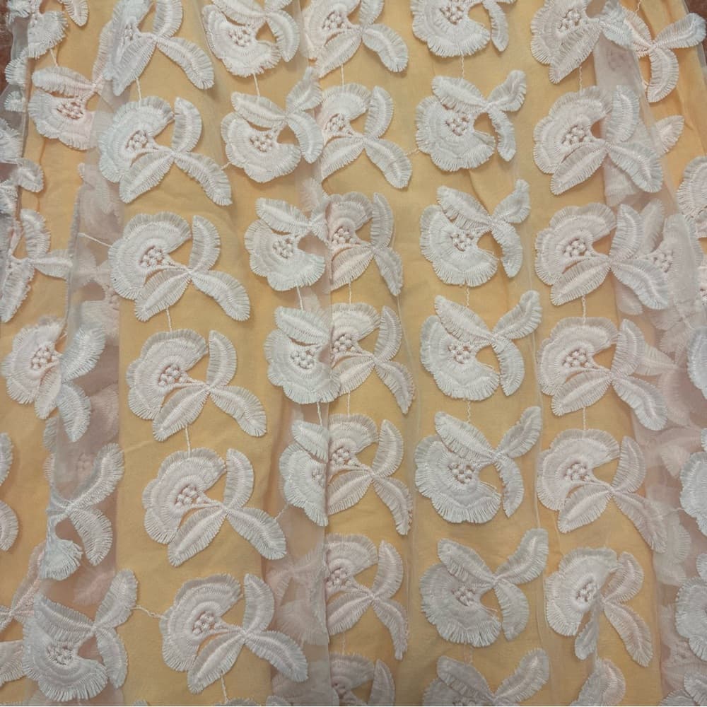 Champagne & Strawberry Peach Floral Embroidered A-Line Skirt - Thumbnail 7