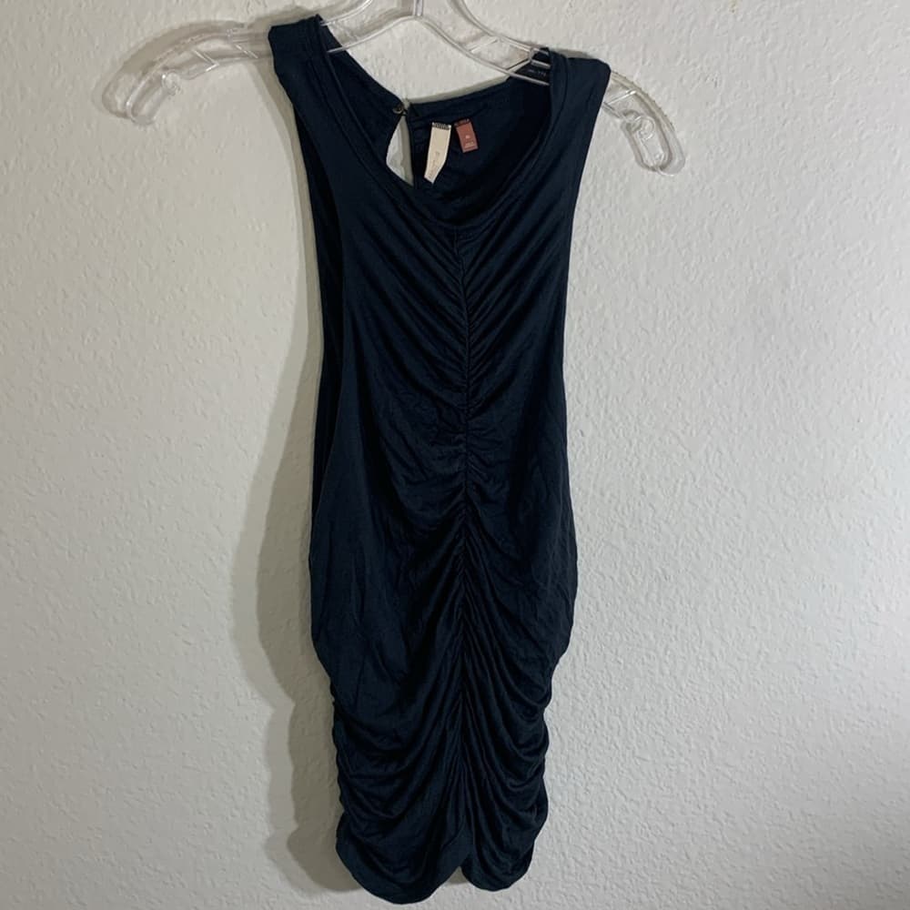 Anthropologie Black Ruched Keyhole Back Top - Thumbnail 3