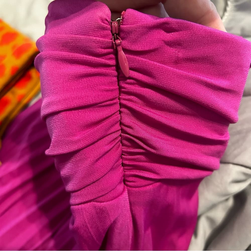 ⭐️ CACHE PURPLE PINK SLEEVELESS EMPIRE WAIST BUBBLE HEM COCKTAIL PARTY DRESS - Thumbnail 7