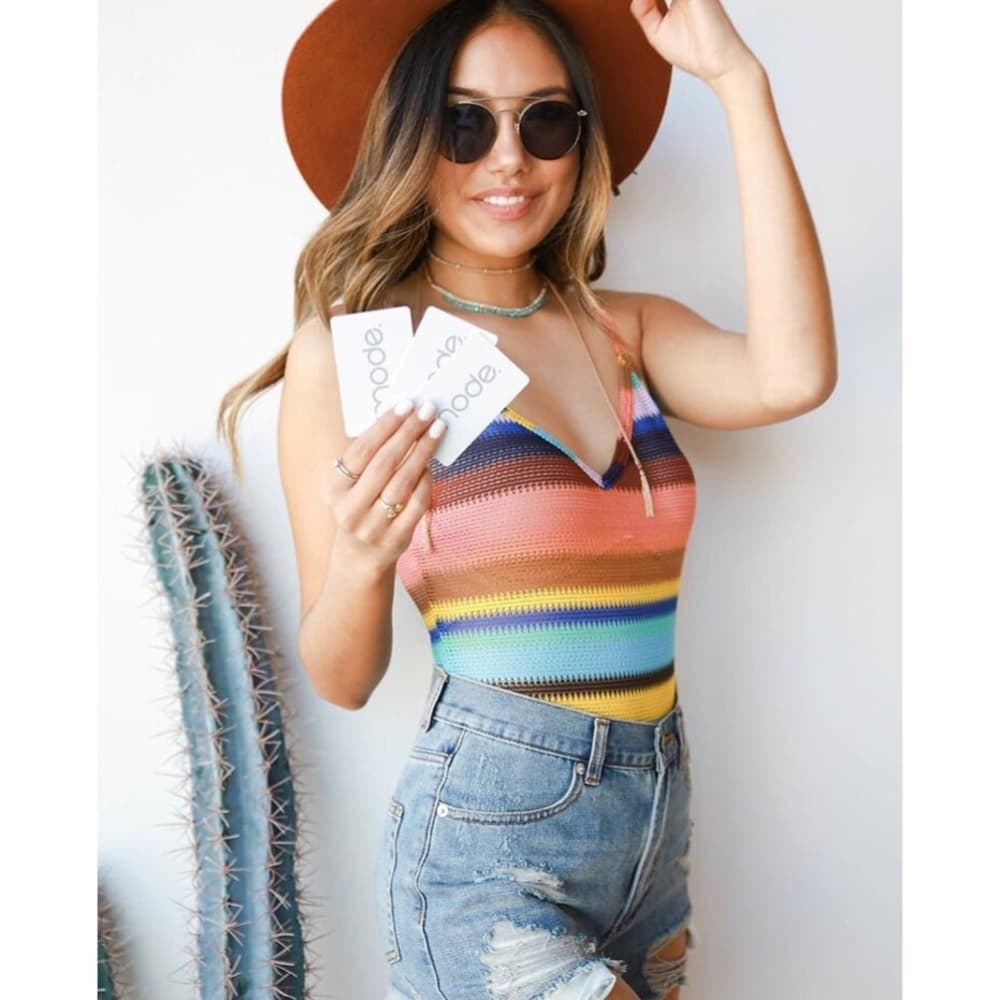 🆕 Honey Punch Mesh Cami Body In Rainbow Stripe - Thumbnail 5
