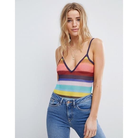🆕 Honey Punch Mesh Cami Body In Rainbow Stripe - Thumbnail 7