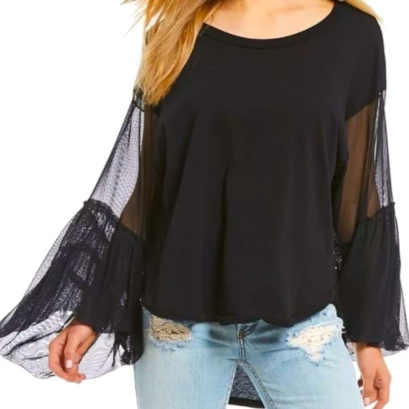 Free People "Still Got It" Mesh Bell Sleeve Top - Thumbnail 8