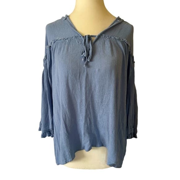 Heyson Blue Hooded Blouse - Thumbnail 5