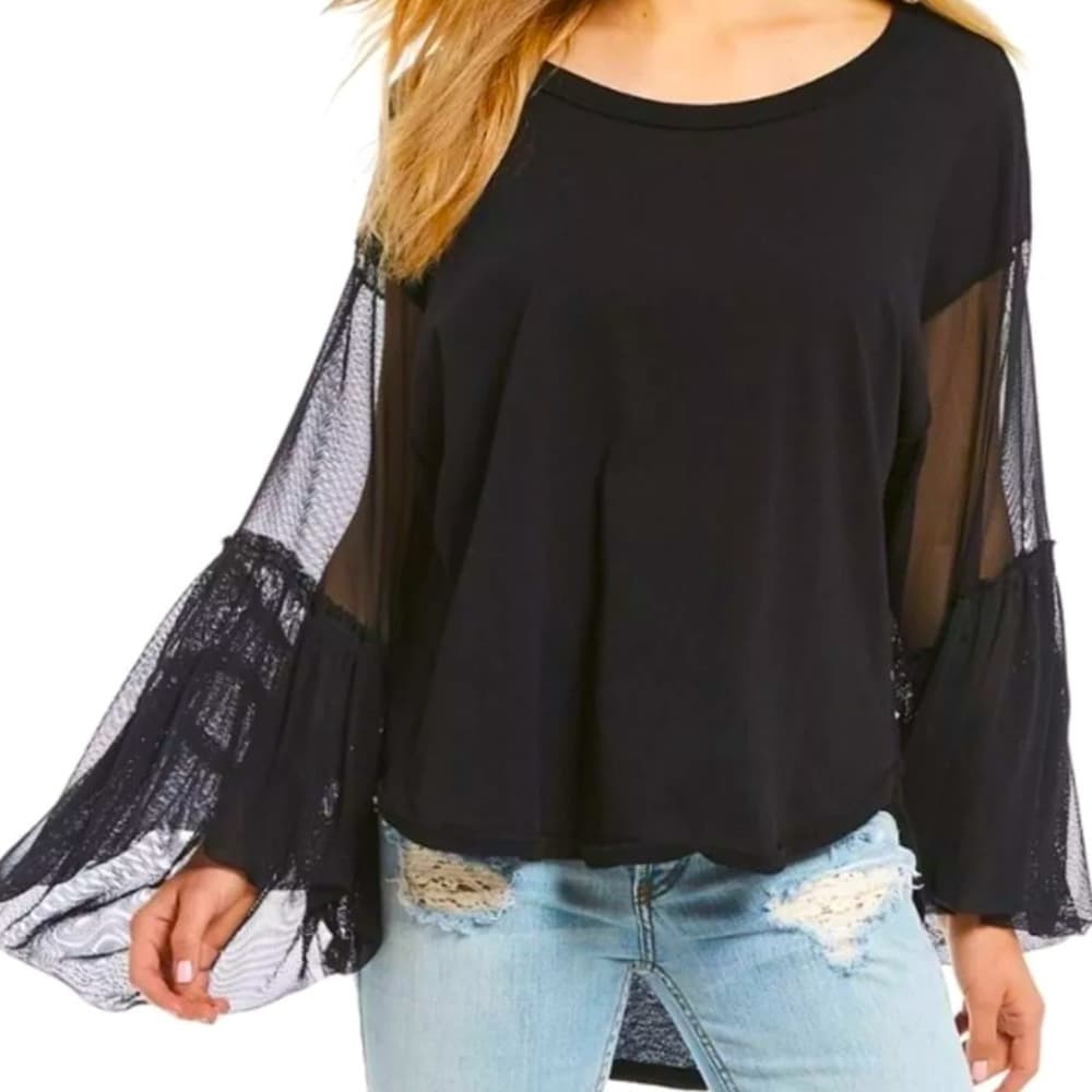 Free People "Still Got It" Mesh Bell Sleeve Top - Thumbnail 7