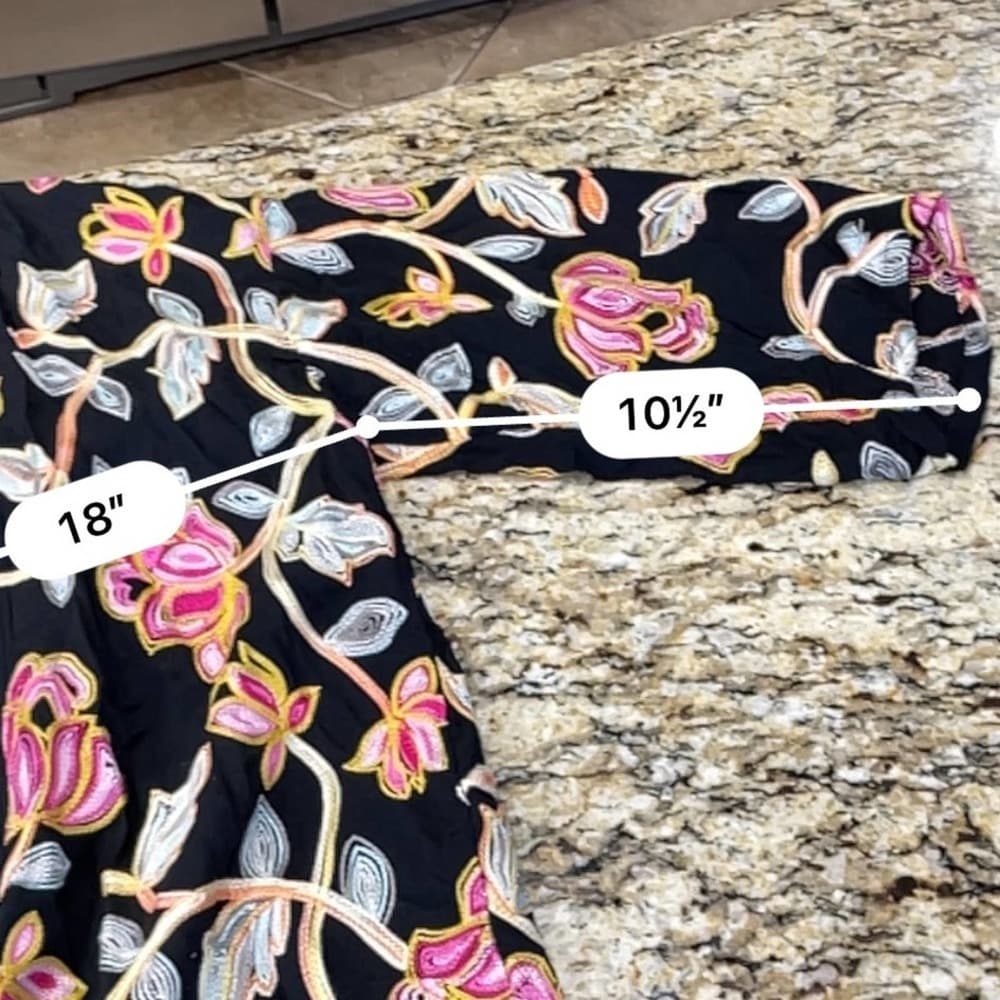 BRAEVE Anthropologie embroidered floral kimono cardigan cover up - Thumbnail 6
