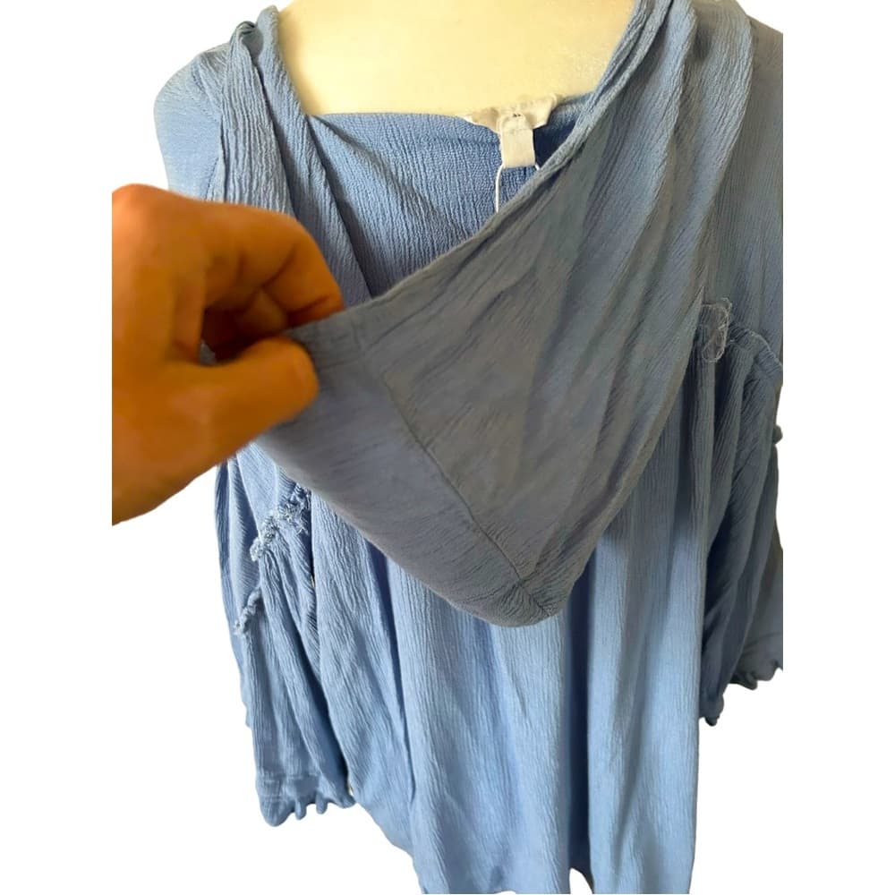 Heyson Blue Hooded Blouse - Thumbnail 3
