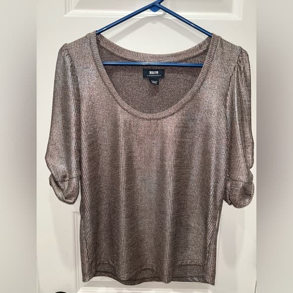 Maeve by Anthropologie Rose Gold Metallic Silver /Tyrie Blouse - Thumbnail 4