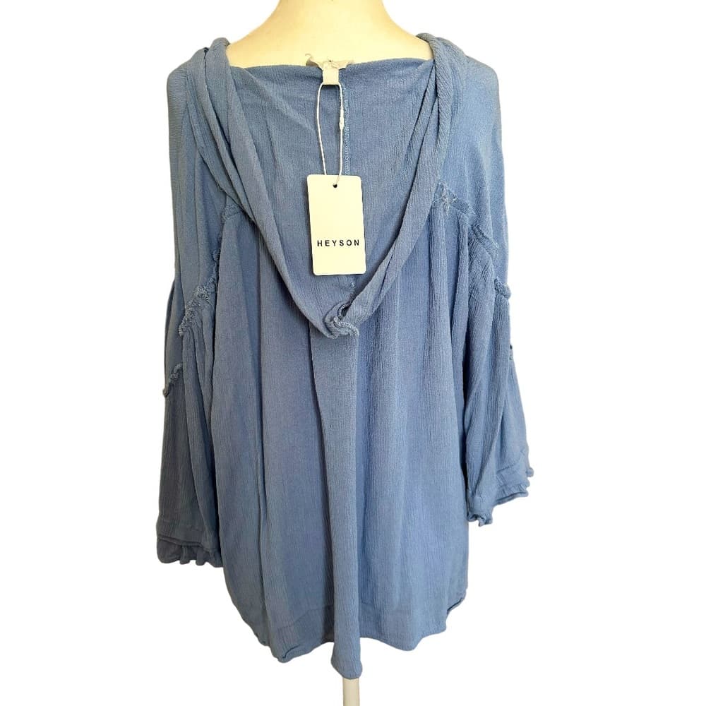 Heyson Blue Hooded Blouse - Thumbnail 2
