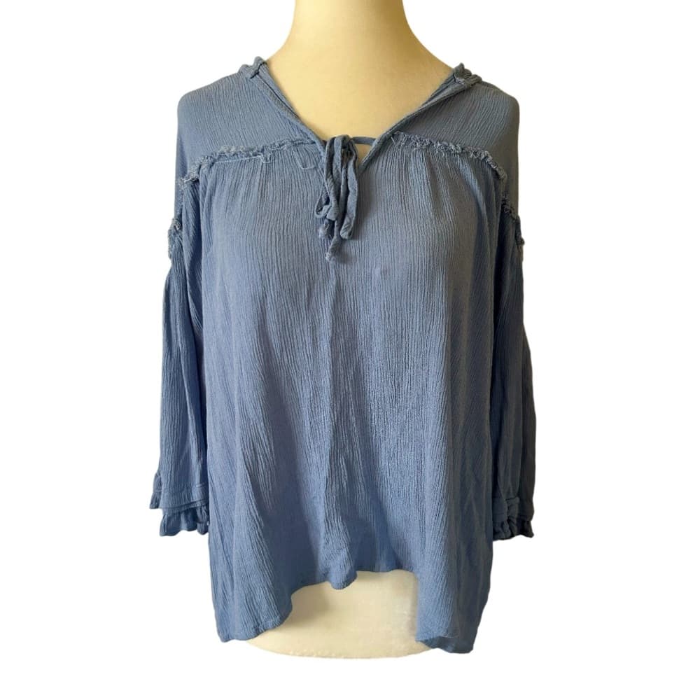 Heyson Blue Hooded Blouse - Thumbnail 4