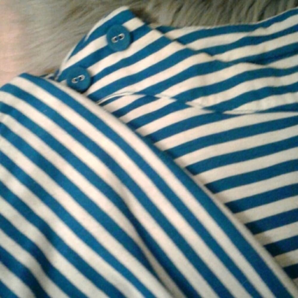 Apostrophe blue and white striped top