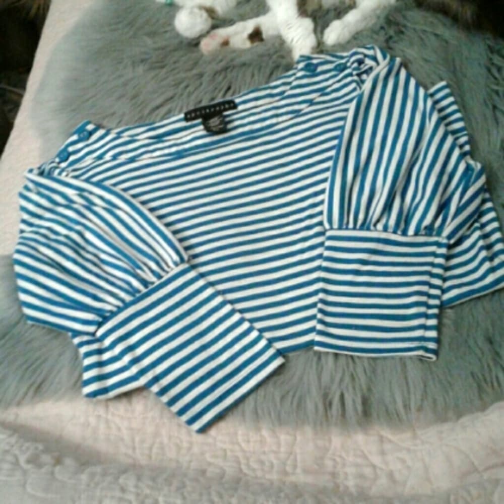 Apostrophe blue and white striped top - Thumbnail 4