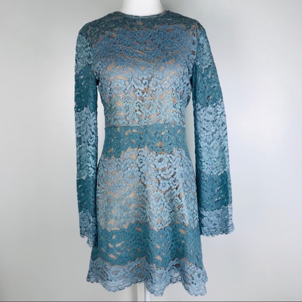 WAYF Dream Lover Lace Bell Sleeve Skater Dress Sm - Thumbnail 2