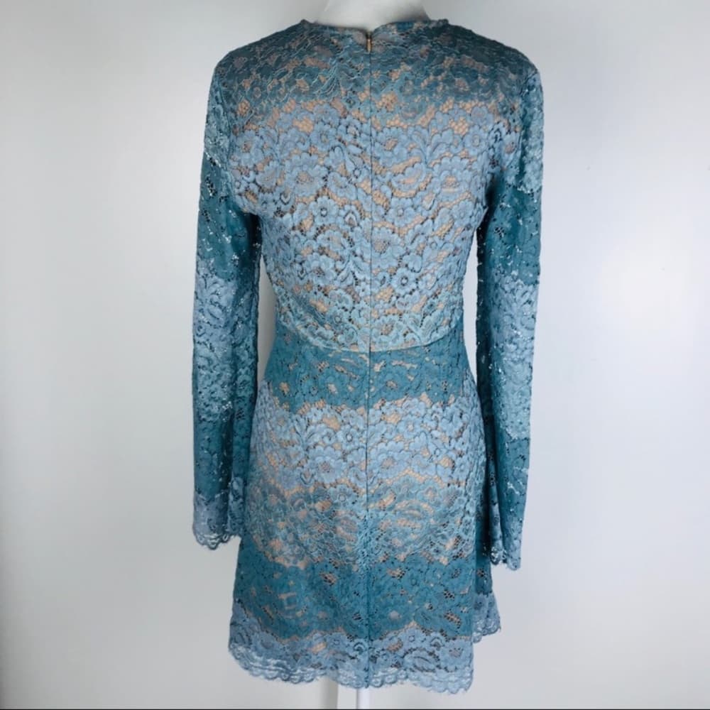 WAYF Dream Lover Lace Bell Sleeve Skater Dress Sm - Thumbnail 4