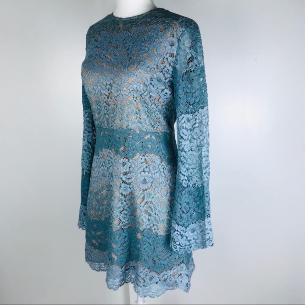 WAYF Dream Lover Lace Bell Sleeve Skater Dress Sm - Thumbnail 6