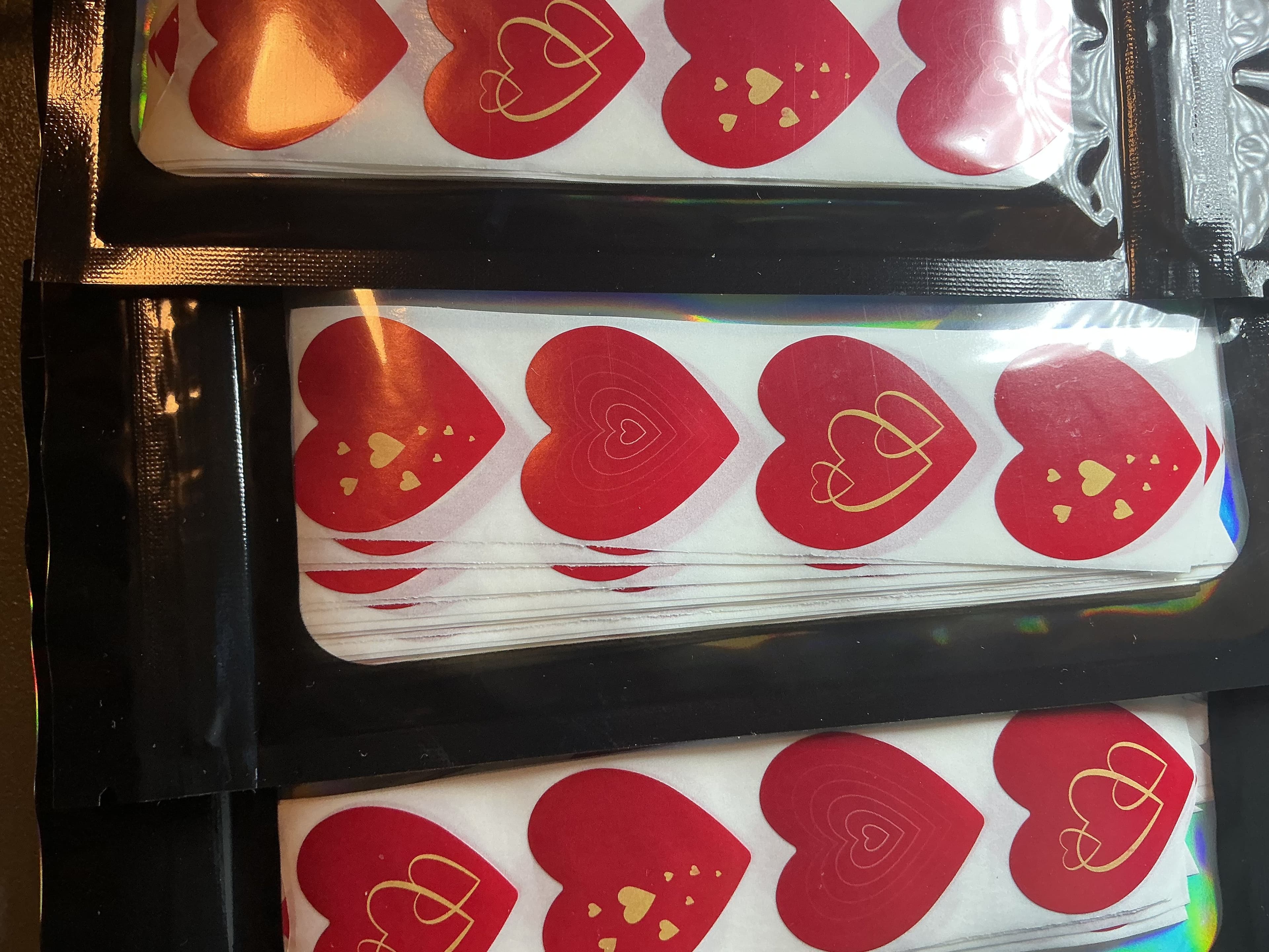 ★ 100 Red Heart Stickers for Small Business Packaging & Gift Seals - Thumbnail 2