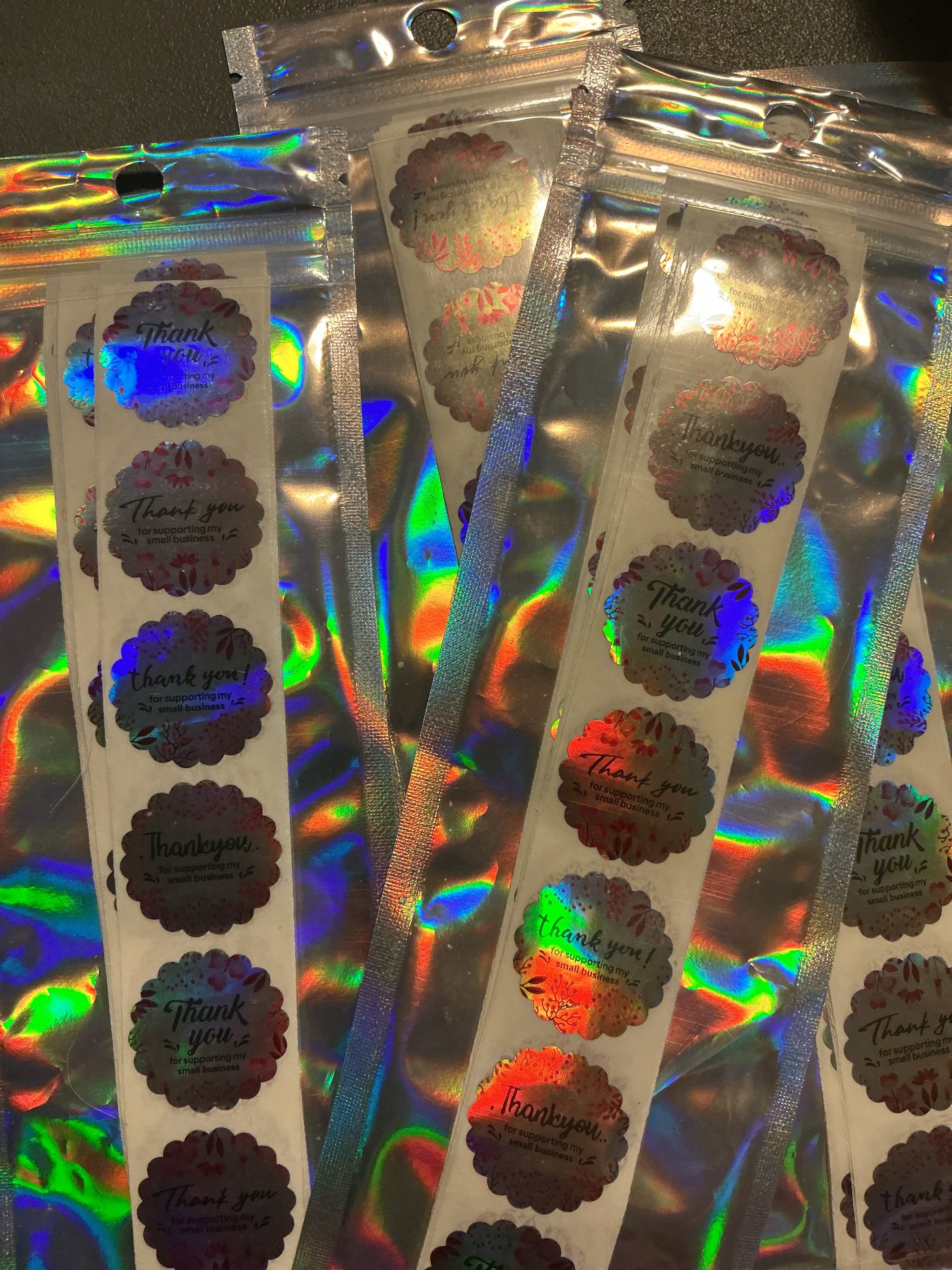 ★ 70 Holographic Thank You Floral Stickers | Small Business Packaging Seals