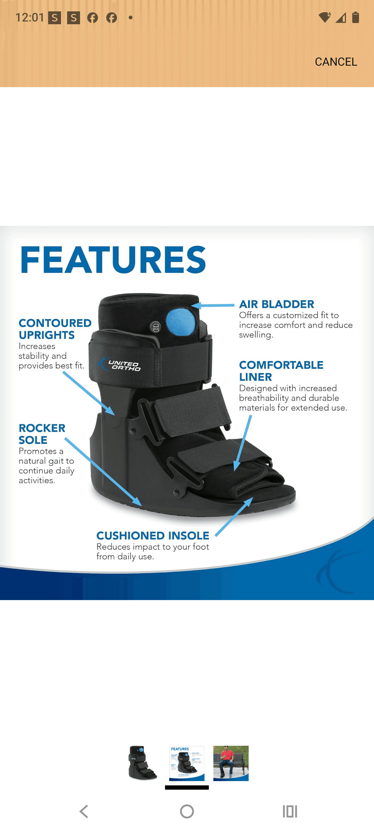 United Ortho Air Cam Walker Fracture Boot Size XL - Thumbnail 2