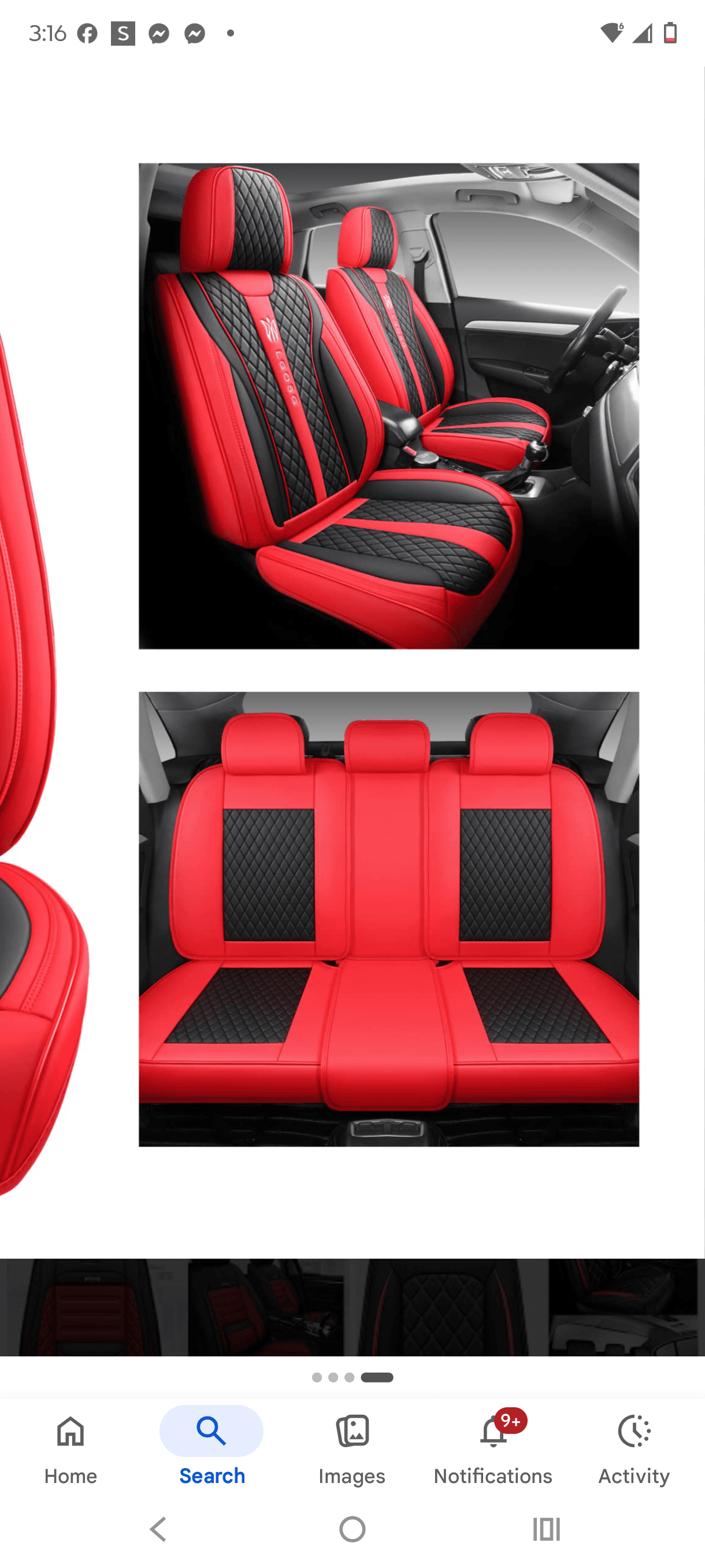 LGOSG Leather Car Seat Covers Front & Rear Black Red full set