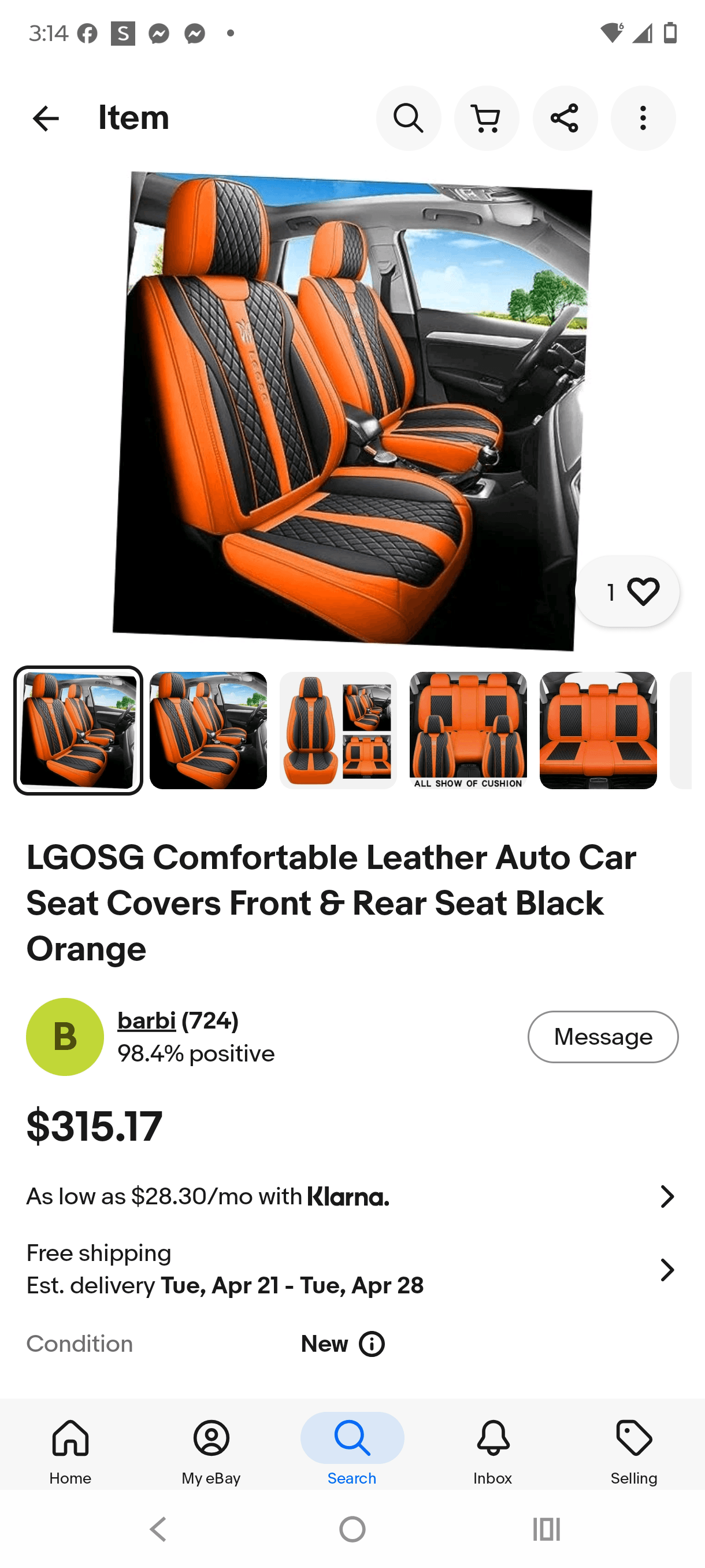 LGOSG Leather Car Seat Covers Front & Rear Black Red full set - Thumbnail 2