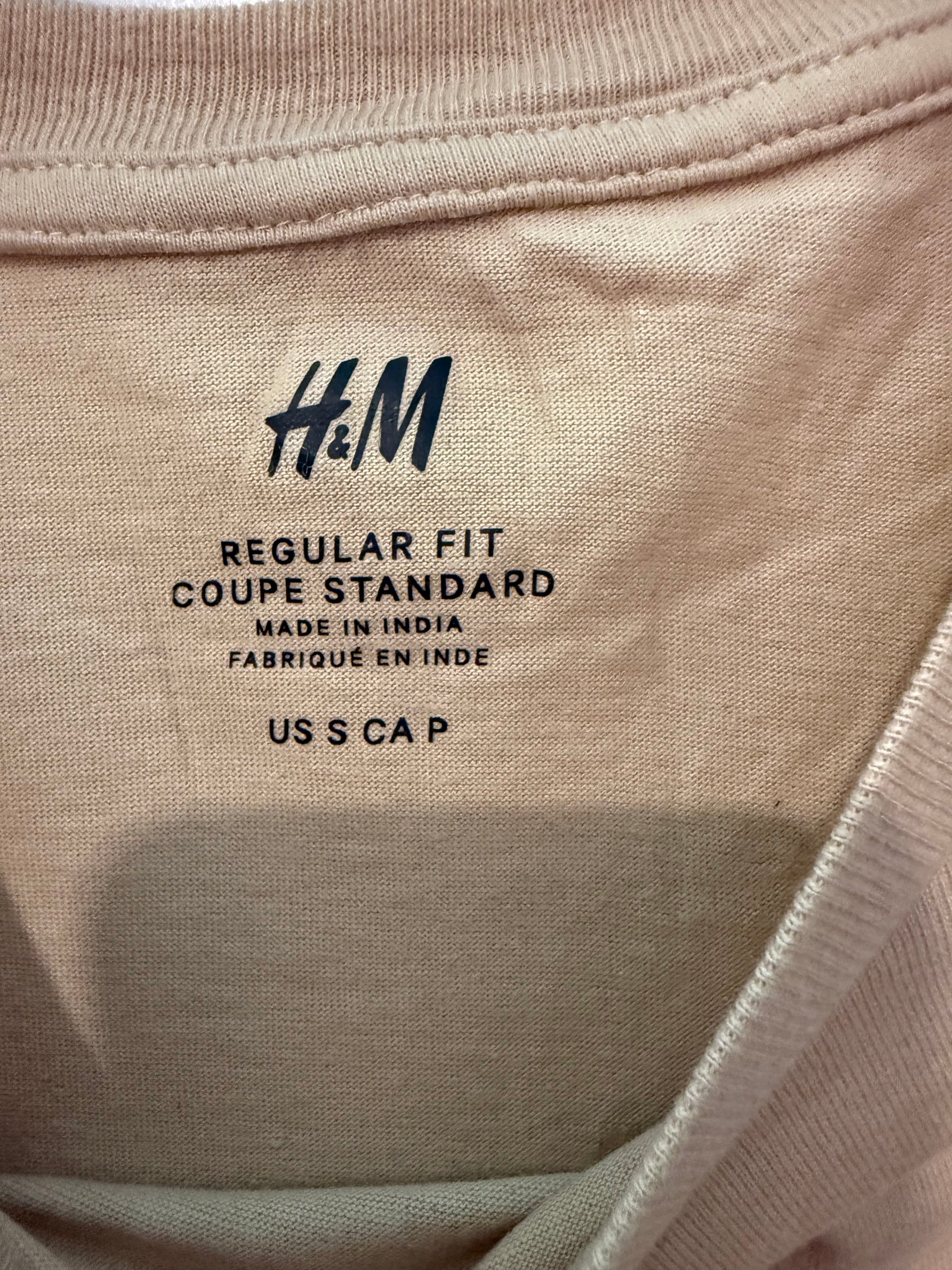 H&M Regular Fit Beige T-Shirt Size S - Thumbnail 2