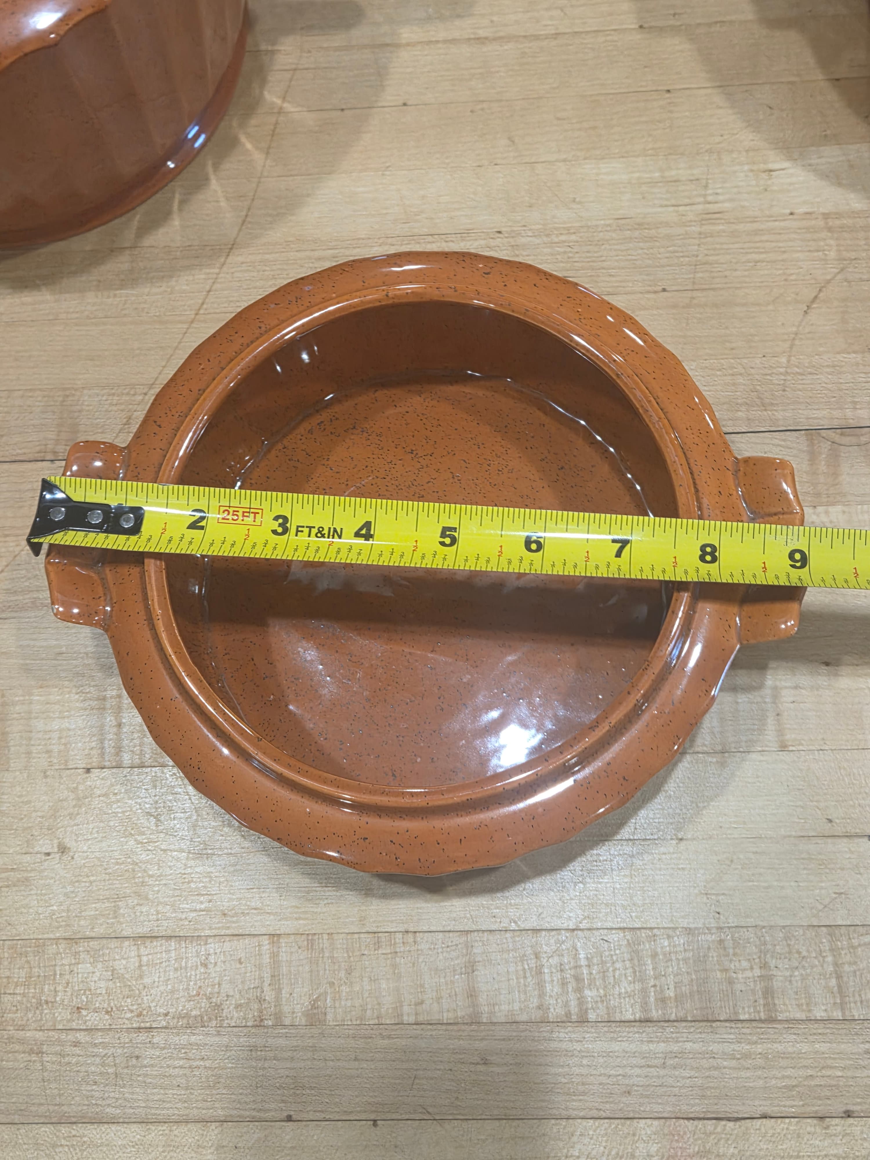 Vintage NS Gustin Los Angeles Pottery Speckled Brown Casserole Set of 6 - Thumbnail 10