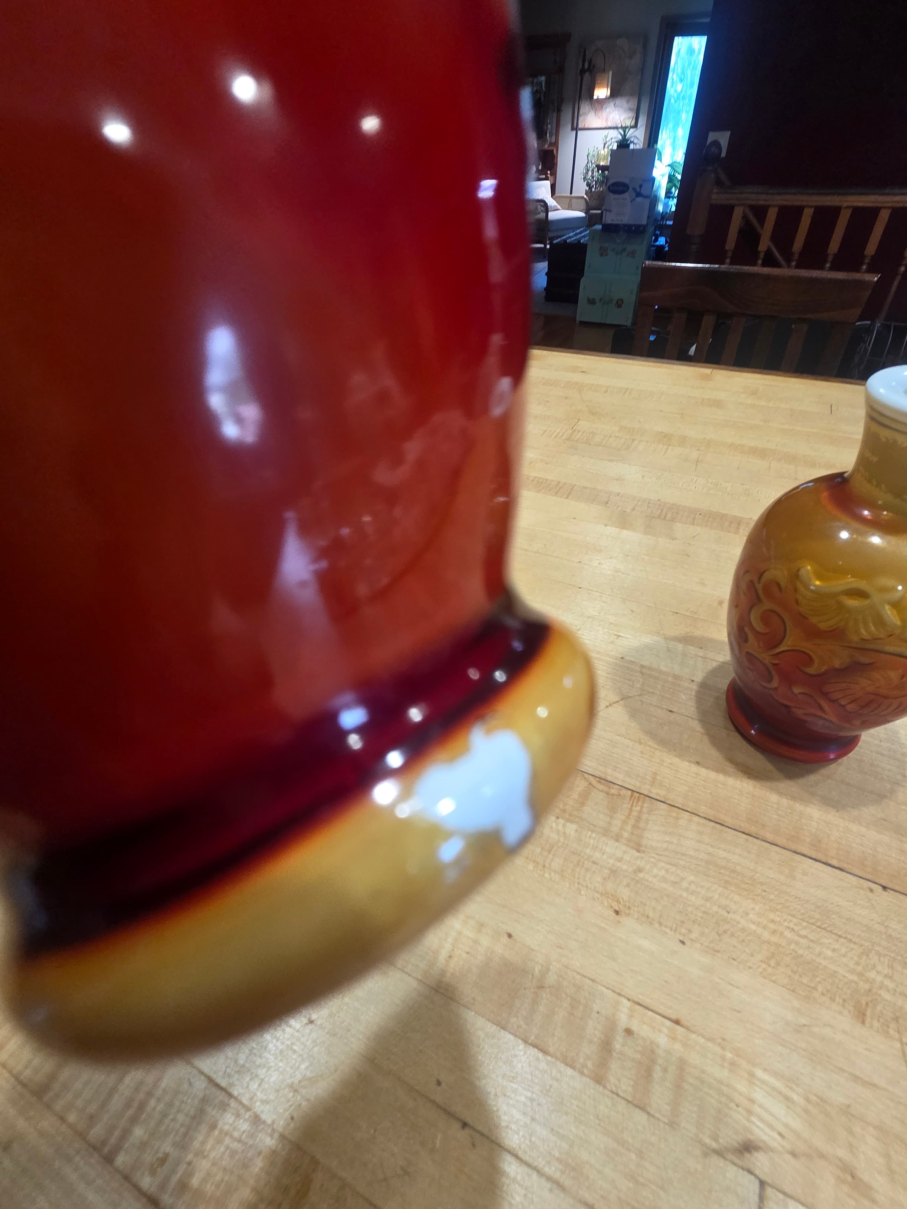Vintage Avon Spring Bouquet Amberina Slag Glass Vase Pair Mid Century - Thumbnail 6