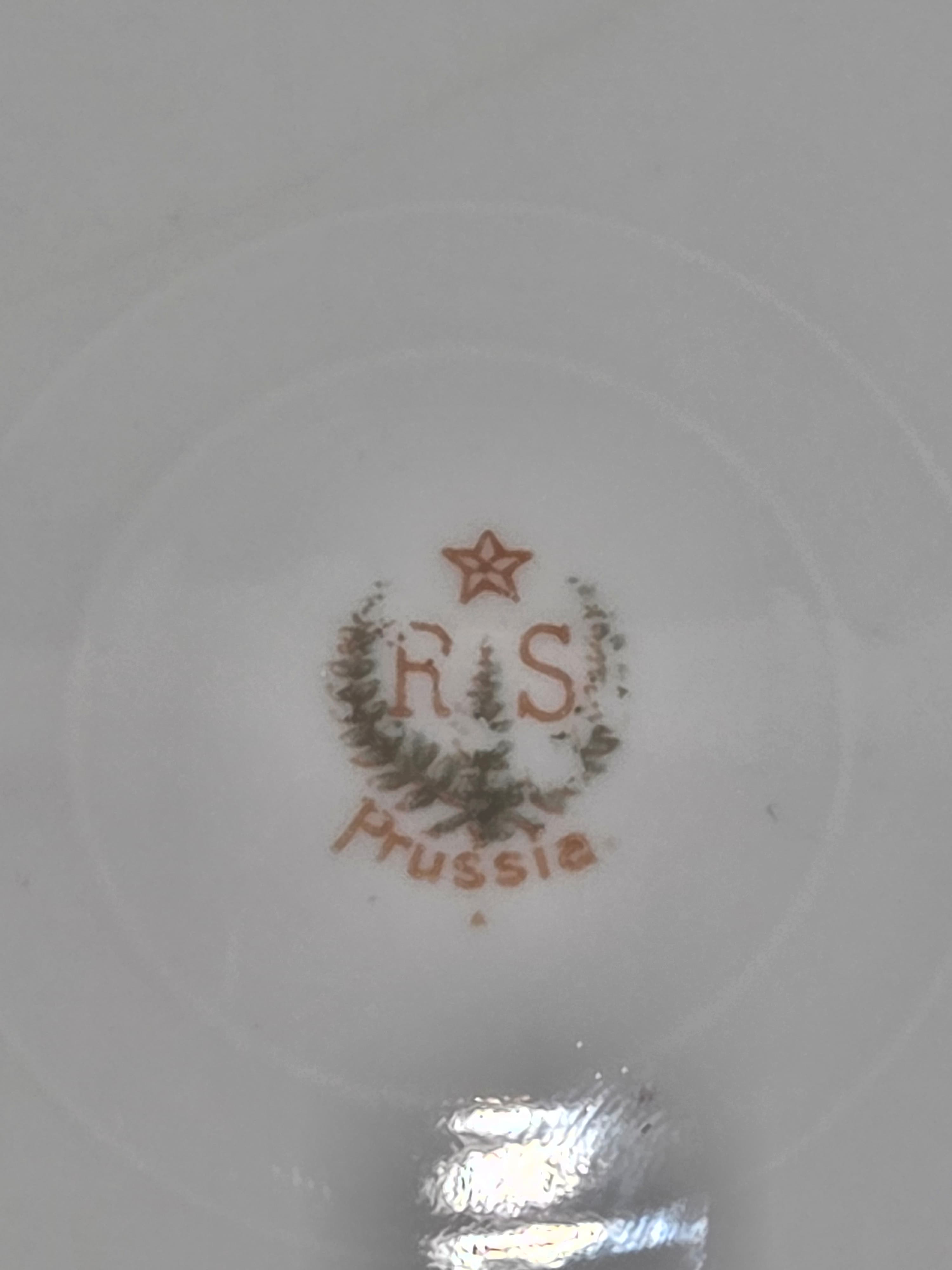 Antique RS Prussia Red Mark Porcelain Floral Plate Beaded Mold Scalloped - Thumbnail 3