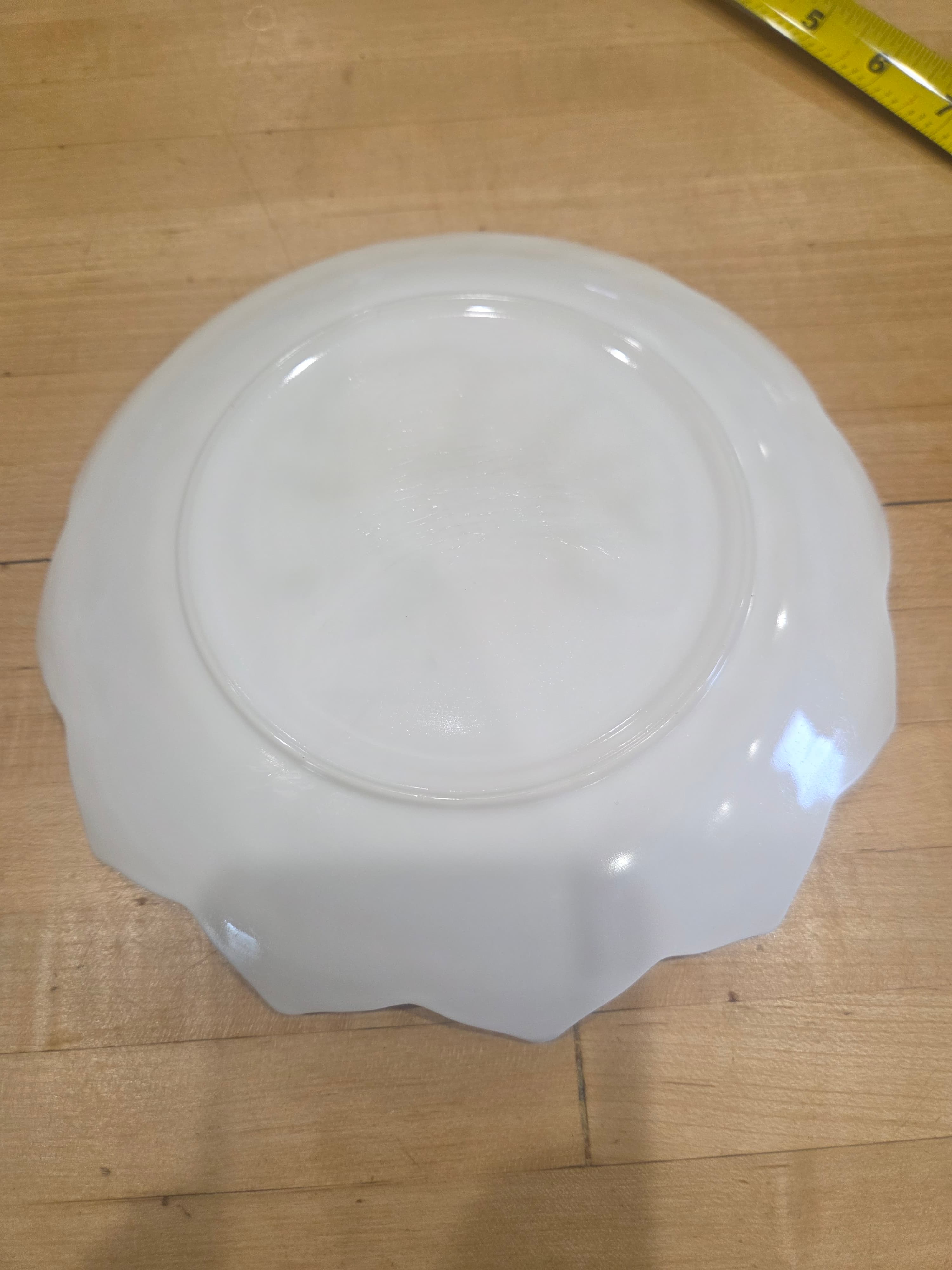 Vintage Fire King Azurite Blue Leaf and Blossom Milk Glass Bowl 8.25 Inch - Thumbnail 2