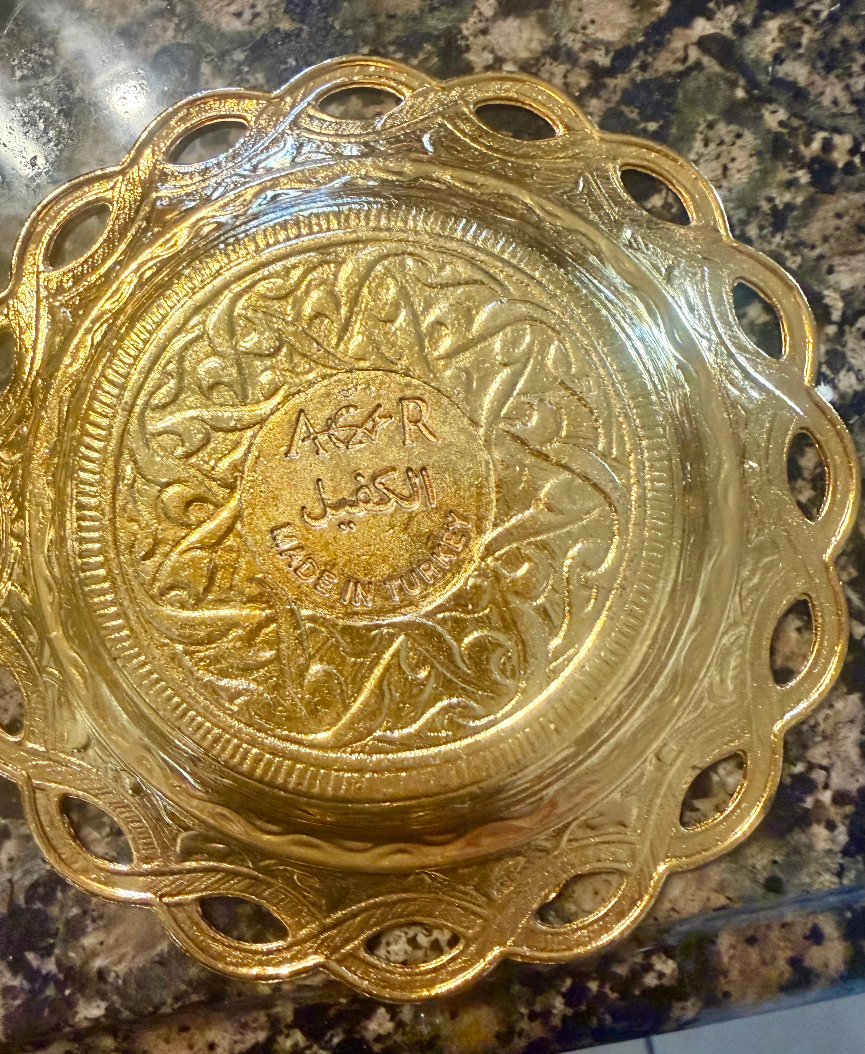 Turkish Tea Set with Glasses and Saucers, Gold and Blue Design - Thumbnail 3