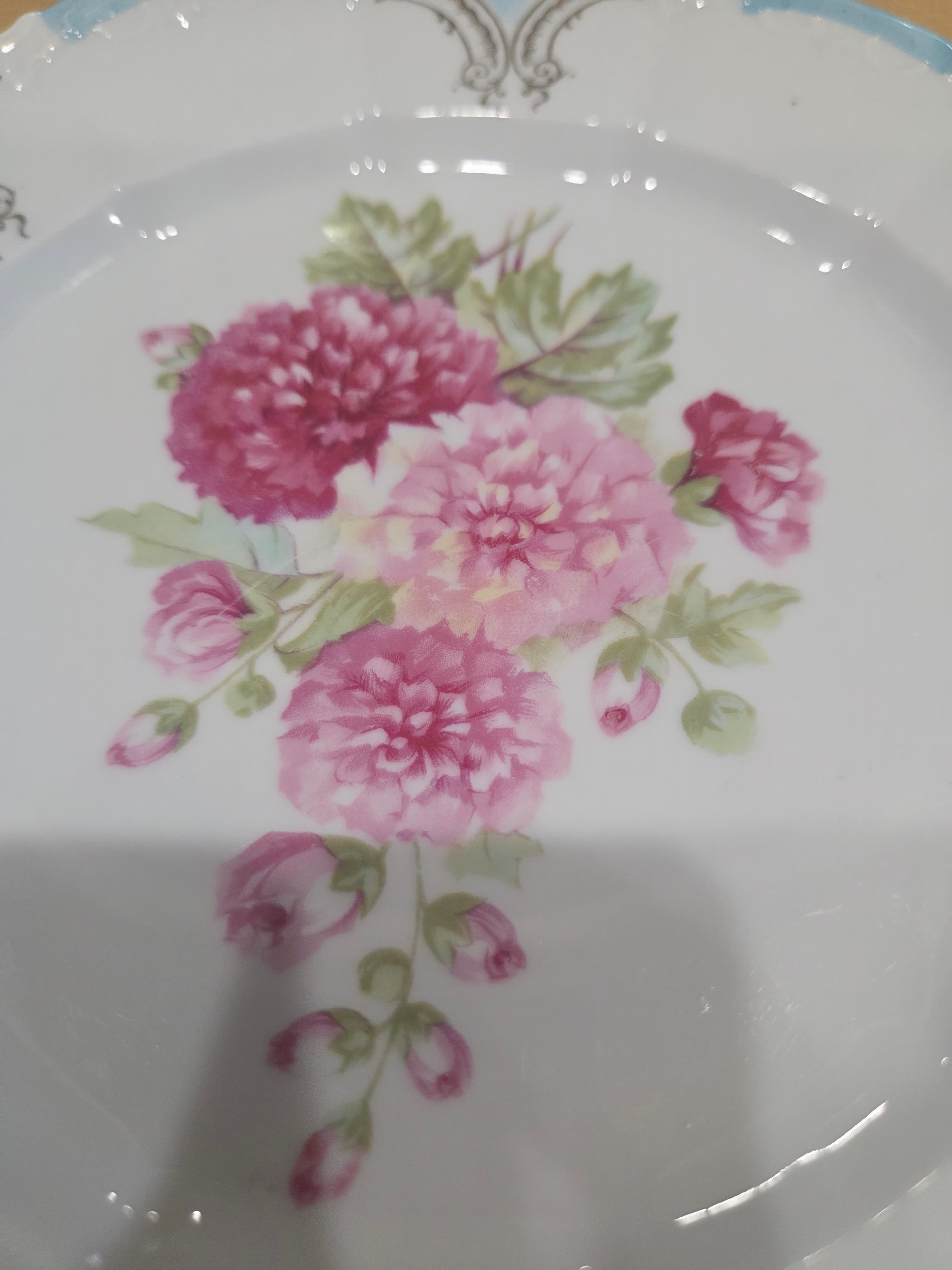 Vintage Erdmann Schlegelmilch Prussia Germany Pink Floral Decorative Plate 8.25 - Thumbnail 2