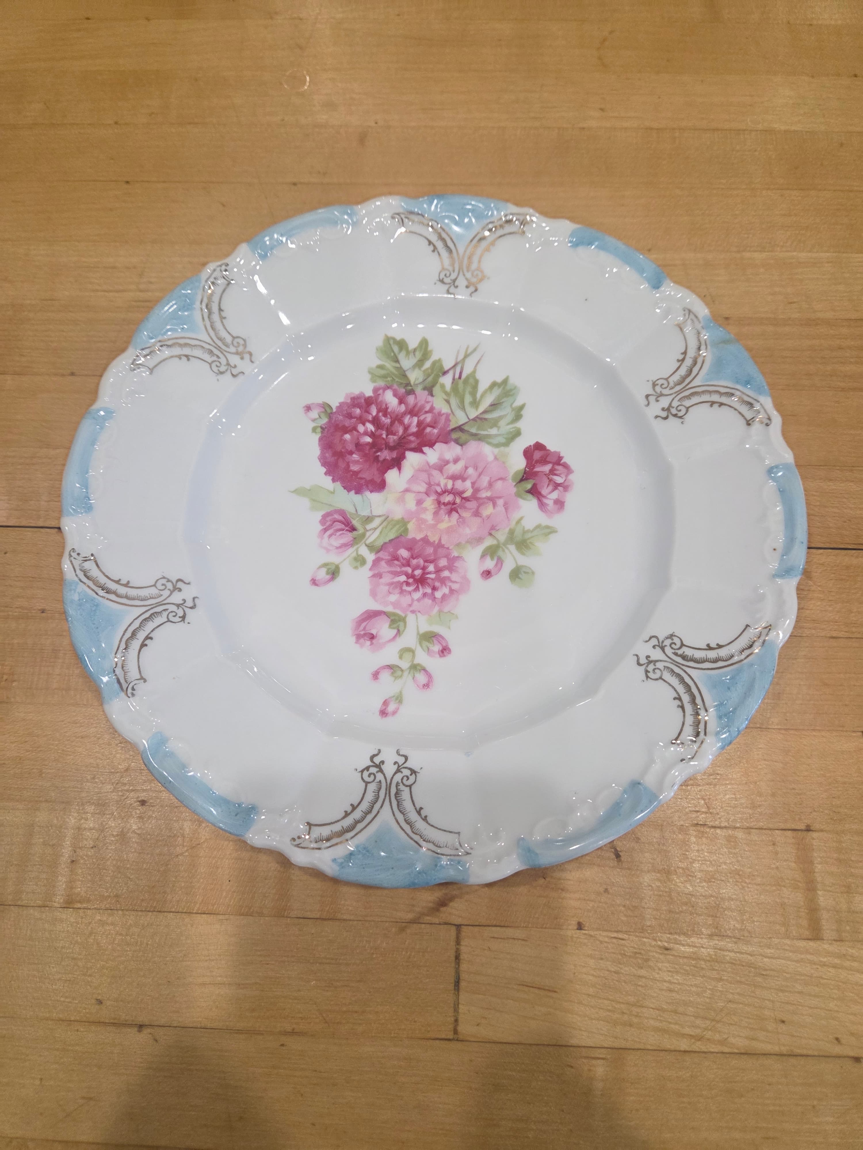 Vintage Erdmann Schlegelmilch Prussia Germany Pink Floral Decorative Plate 8.25